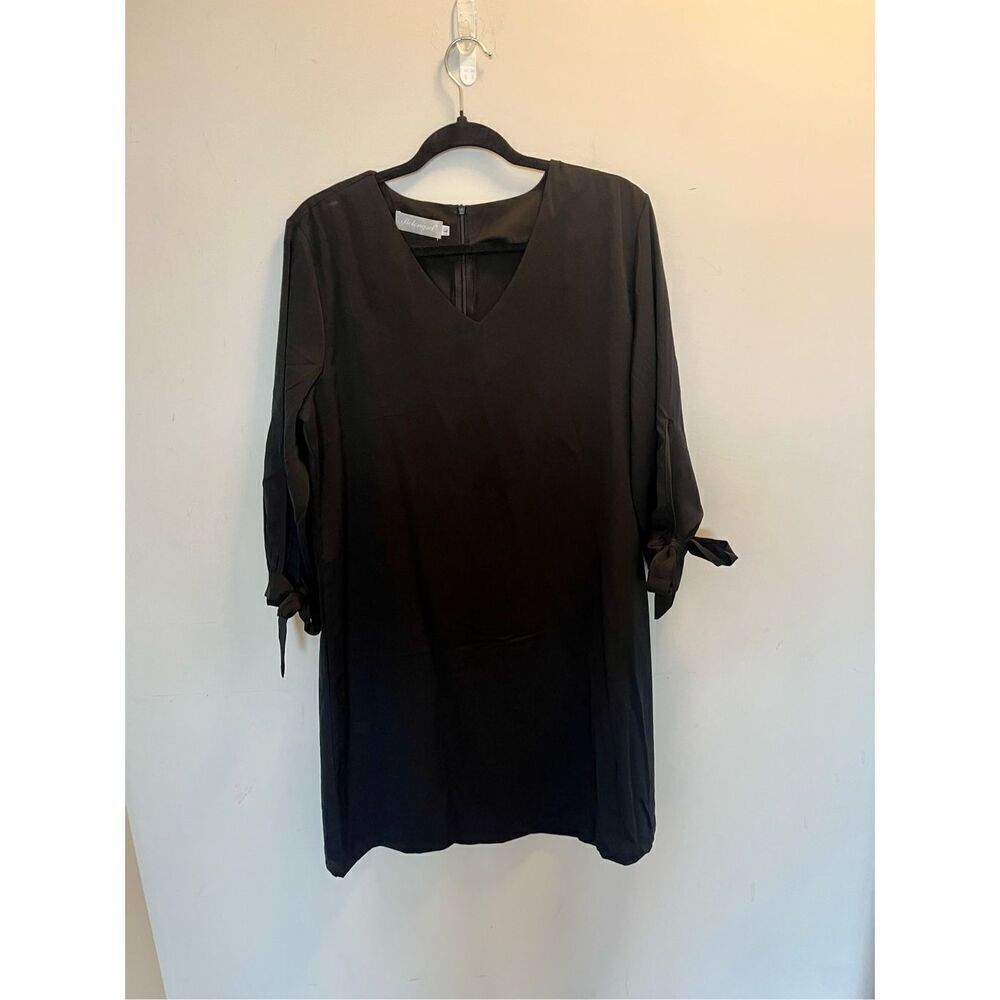 Belongsci size large black long sleeve tie sleeve dress